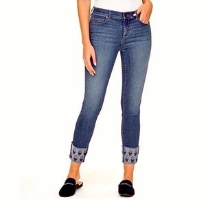 Loft modern skinny jeans with embroidered cuff